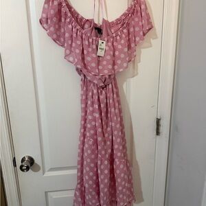 NWT Lane Bryant Pink & White Polka Dot Dress 18/20
